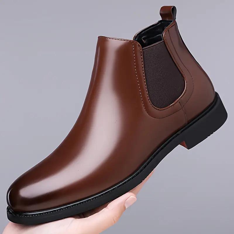 WUGO::Latest Trendy Men’s Brown Chelsea Boots | Premium Faux Leather Ankle Boots | Comfortable Slip-On Footwear for Men's & Boys