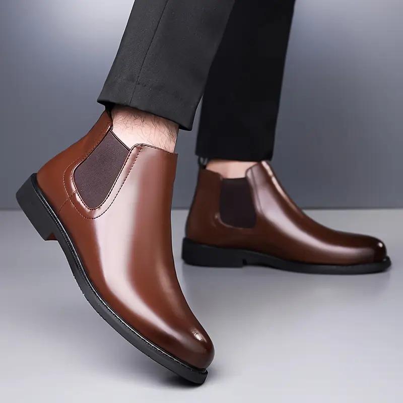 WUGO::Latest Trendy Men’s Brown Chelsea Boots | Premium Faux Leather Ankle Boots | Comfortable Slip-On Footwear for Men's & Boys