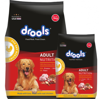 Drools Adult Dry Dog Food Chicken and Egg, 3kg with Free 1.2kg, Total 4.2 kg Pack