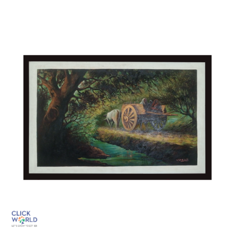 Bullock Cart in the Village Canvas Oil Painting