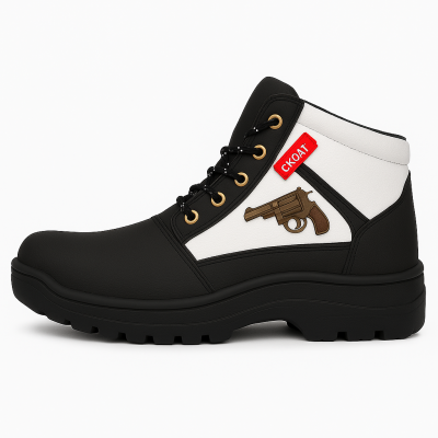 WUGO::Latest Stylish Men’s Black Gun Boots | Premium Faux Leather Ankle Boots | Comfortable Slip-On Footwear for Men's & Boys