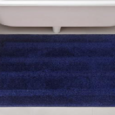 Loop Cut - High Low Piles Microfiber Bathmats  BLUE  2 nos