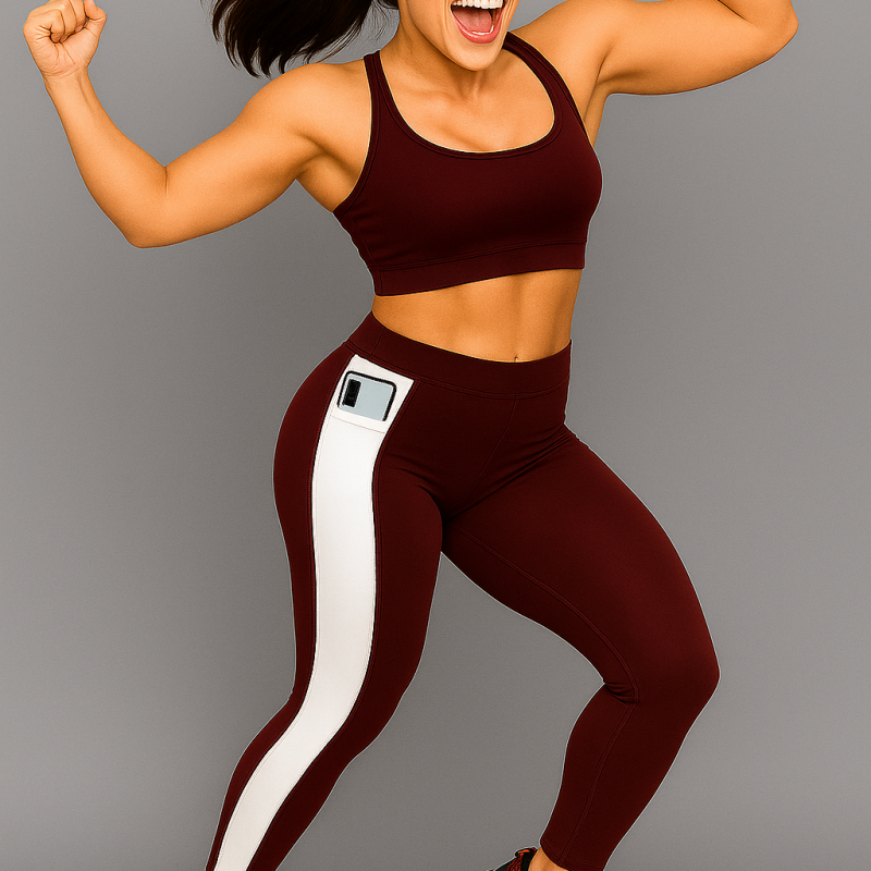 WUGO::TIGHTS-WINE & WHITE-3XL  Premium Quality Activewear Yoga Tights | Mid-Waist Gym Pants | Stretchable Workout Wear for Girls or Women