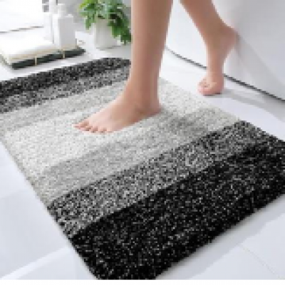 MELANGE - Microfiber Bathmats  Black  and white - 2000 GSM