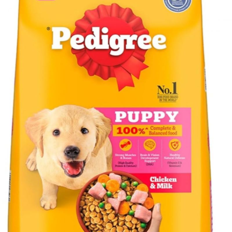 Pedigree Puppy Dry Dog Food, Chicken & Milk, 10 kg, Contains 37 Essential Nutrients, 100% Complete & Balanced Food for Puppies