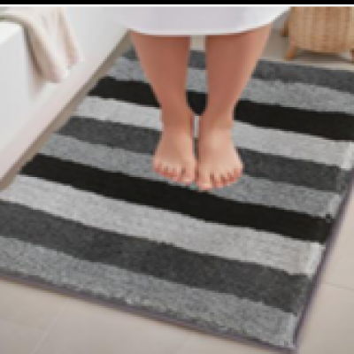 Plain Microfiber Bathmats black and white 2 nos