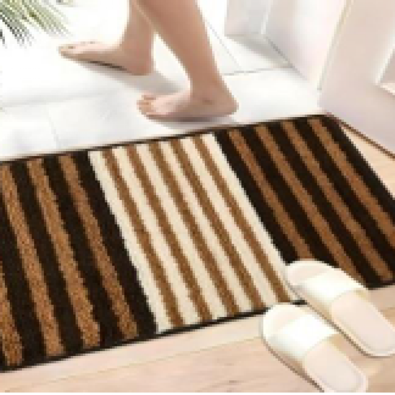 Plain Microfiber Bathmats Brown and white 2 nos