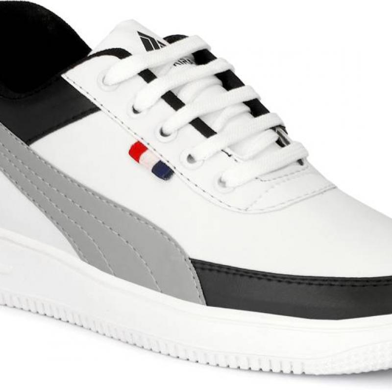 Latest Trendy Men Casual Sneaker Shoes|Casual Shoes For Men's & Boys GREYWAVE-WHITE-1  Size 10