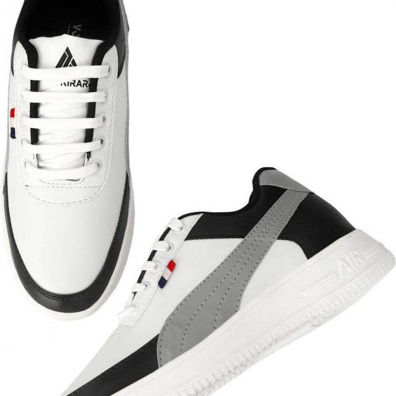 Latest Trendy Men Casual Sneaker Shoes|Casual Shoes For Men's & Boys GREYWAVE-WHITE-1  Size 10