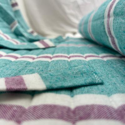 Green & Gold Striped Handwoven Cotton Yoga Mat come travel bed