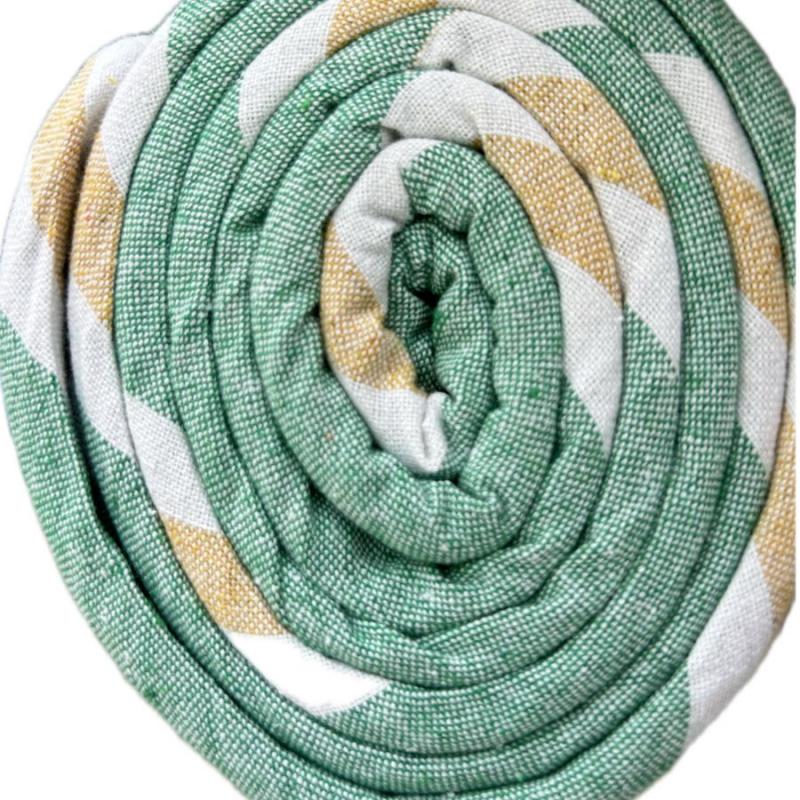 Green & Gold Striped Handwoven Cotton Yoga Mat come travel bed