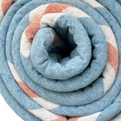 Sky Blue & Terracotta Handwoven Cotton Yoga Mat come travel bed