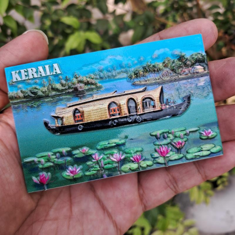 Arte House 3d Polymarble Fridge Magnet – Kumarakom House Boat (7 Cm X 7 Cm)