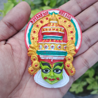 Arte House 3d Kathakali Head Fridge Magnet – Kerala Souvenir | Polymarble