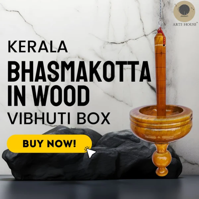 Arte House Kerala Bhasma Kotta in Wood Without Lid (Traditional Wooden Basket for Ashes| Bhasma Thattu)