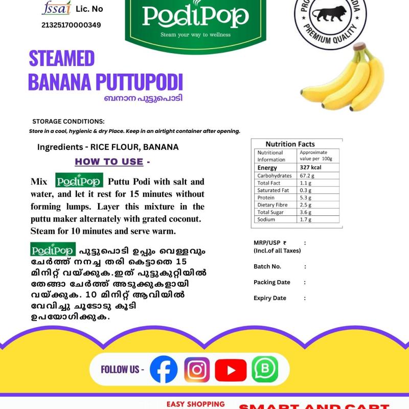 PODIPOP STEAMED BANANA PUTTUPODI