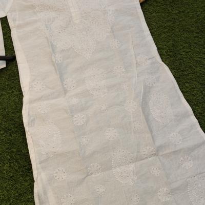 Exclusive Chikankari Chanderi kurti with Mukesh work ( Dyeable )