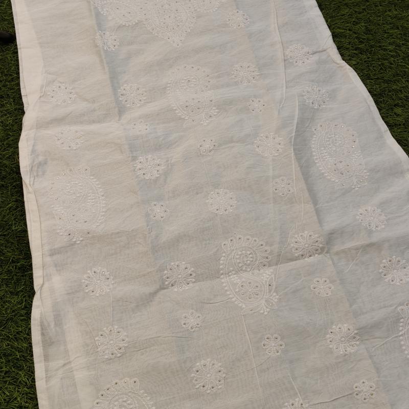 Exclusive Chikankari Chanderi kurti with Mukesh work ( Dyeable )