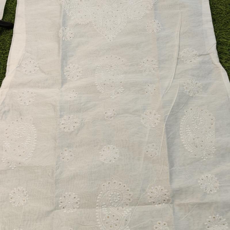 Exclusive Chikankari Chanderi kurti with Mukesh work ( Dyeable )