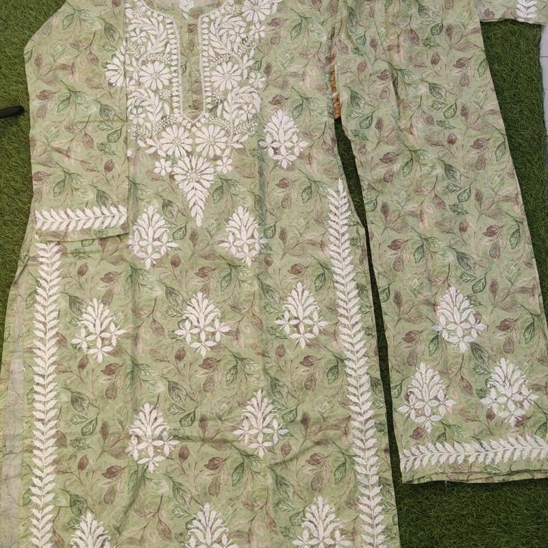Exclusive Chikankari Mul Mul cotton Kurti plazzo set