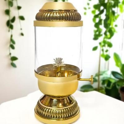 Brass Oil Lamp Akhand Diya with Wick Adjuster & Borosilicate Glass Chimney Religious Lantern for Diwali, Temple, Pooja Room, Daily Rituals