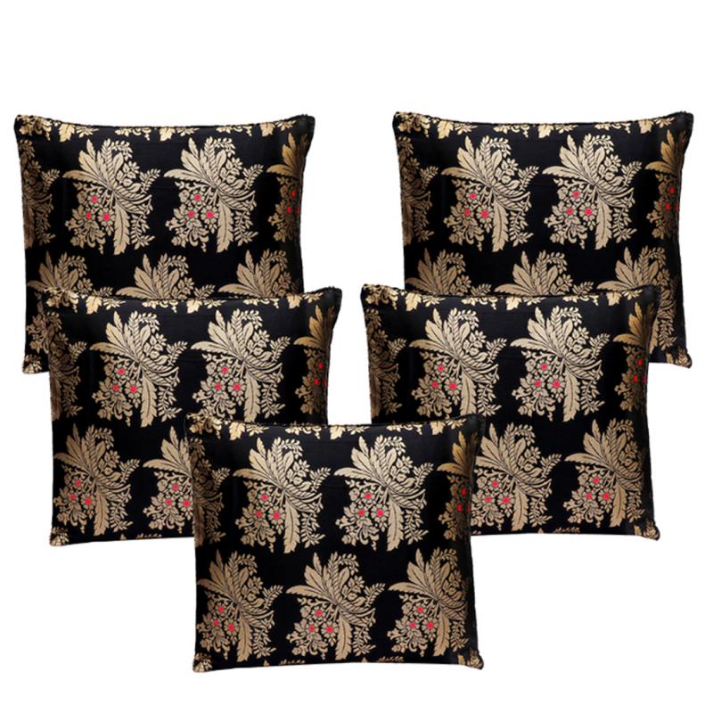 A premium Quality Heavy Taffeta Silk Jaquard Self Designer Sofa Cushion Cover Size – 16 x 16 Inches