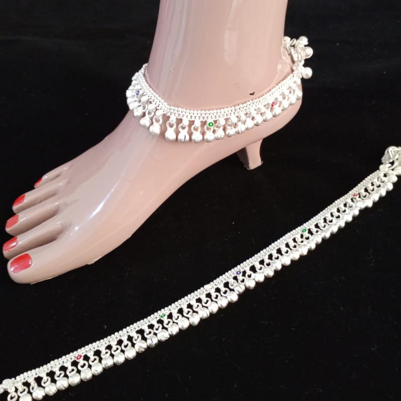Premium Quality German silver White Metal Fancy Designer Anklet (Payal) 10 Inches – Standard Size Anklet