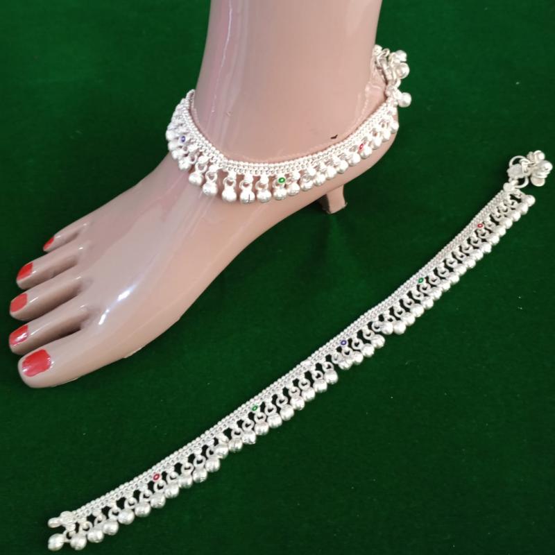 Premium Quality German silver White Metal Fancy Designer Anklet (Payal) 10 Inches – Standard Size Anklet