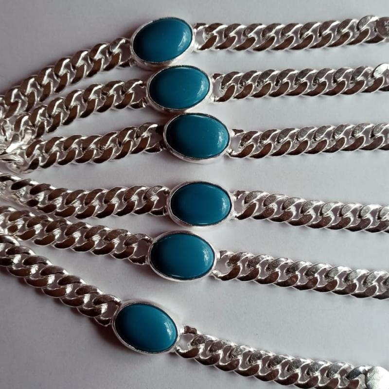 Premium Quality German silver White Metal Fancy Designer Turquoise Bracelet 10 Inches – Standard Size