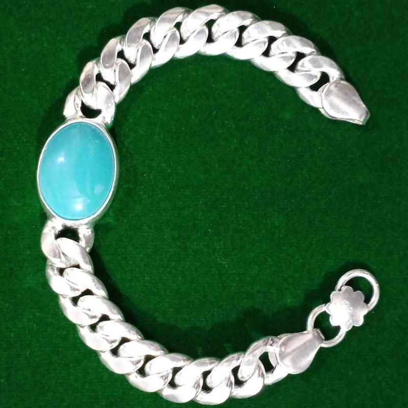 Premium Quality German silver White Metal Fancy Designer Turquoise Bracelet 10 Inches – Standard Size