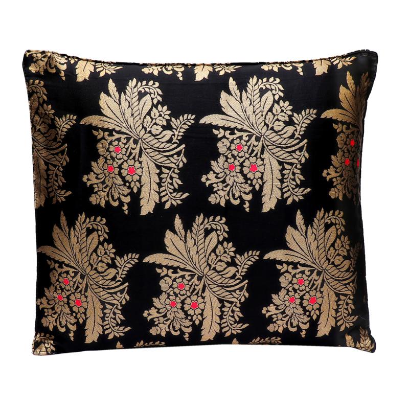 A premium Quality Heavy Taffeta Silk Jaquard Self Designer Sofa Cushion Cover Size – 16 x 16 Inches