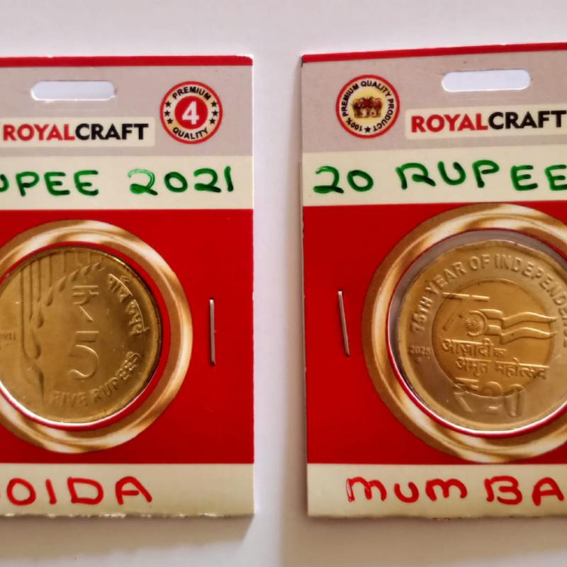 Royalcraft Premium Quality 300 GSM Coloured Cardboard Coin Holders 2 x 2 Inches for Coin Collection Sizes 1 to 8 (17.5 mm to 33.0 mm) 50 Each.