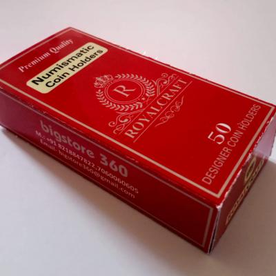 Royalcraft Premium Quality 300 GSM Coloured Cardboard Coin Holders 2 x 2 Inches for Coin Collection Sizes 1 to 8 (17.5 mm to 33.0 mm) 50 Each.