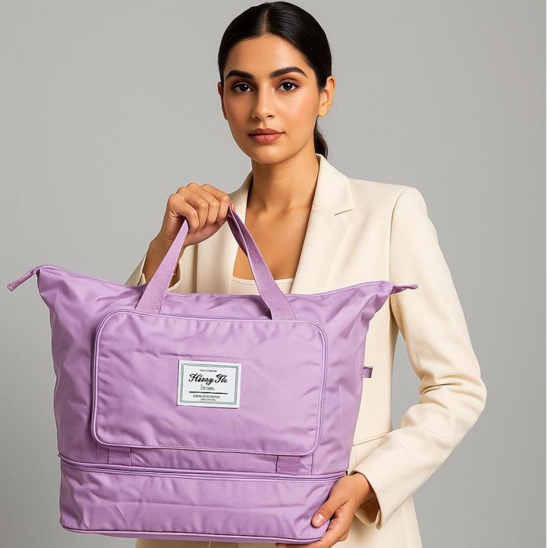 Large Travel Bag for Women – Foldable, Lightweight, Waterproof Duffel with Shoulder Strap