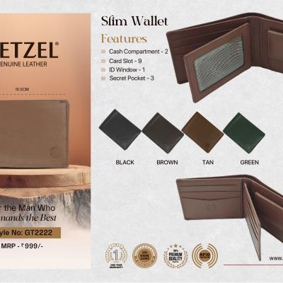 ETZEL Genuine Leather - Original Leather Slim Wallet with RFID