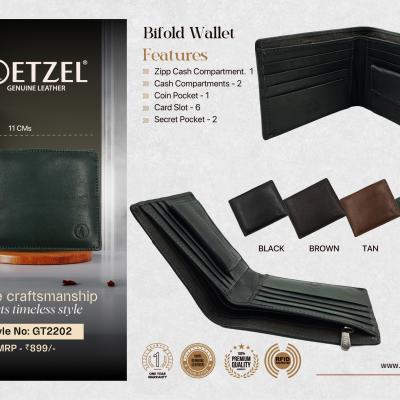 ETZEL Genuine Leather - Original Leather Bifold Wallet with RFID
