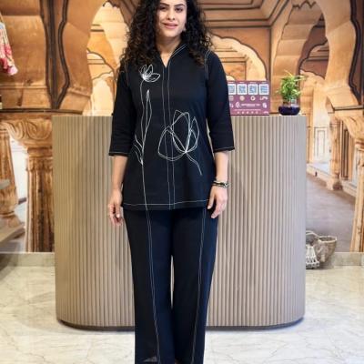 Premium cotton coord pant set with beautiful embroidery work