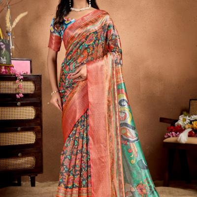 Product Name: Artistic Digital Printed Soft Silk Blend Saree