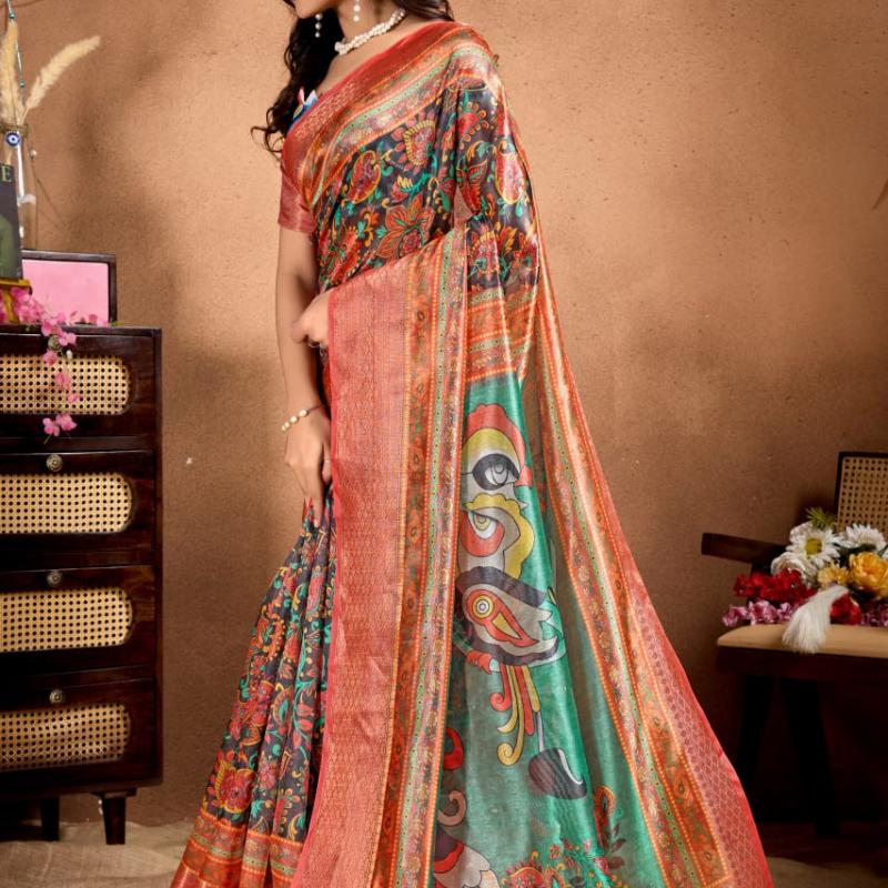 Product Name: Artistic Digital Printed Soft Silk Blend Saree