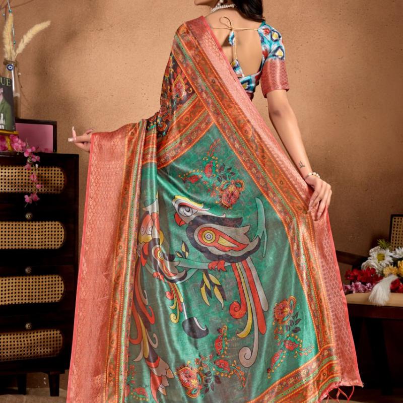 Product Name: Artistic Digital Printed Soft Silk Blend Saree