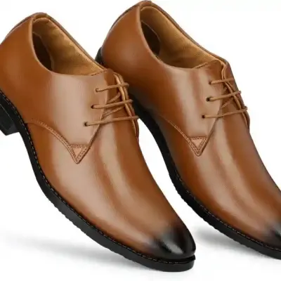 WUGO::Latest Trendy Men Formal Shoes |Tan Derby Shoes| Office Shoes For Men's & Boys - Tan Size 42  LACE08