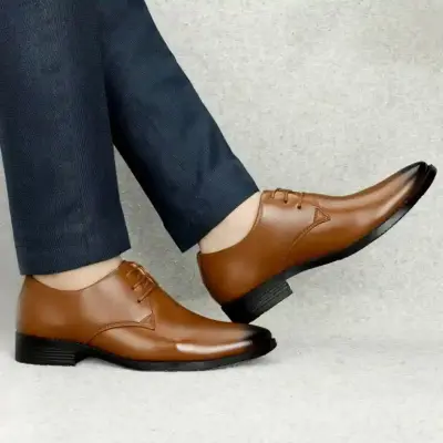 WUGO::Latest Trendy Men Formal Shoes |Tan Derby Shoes| Office Shoes For Men's & Boys - Tan Size 42  LACE08