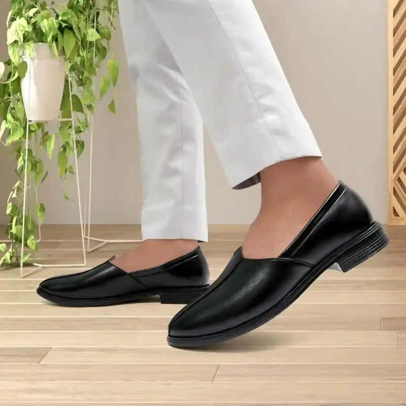 WUGO::Latest Stylish Men Nagra Shoes|Nagra Juttis/Rajsthani Juttis For Men's & Boys-MOC-NAGRA-BLK Size 44