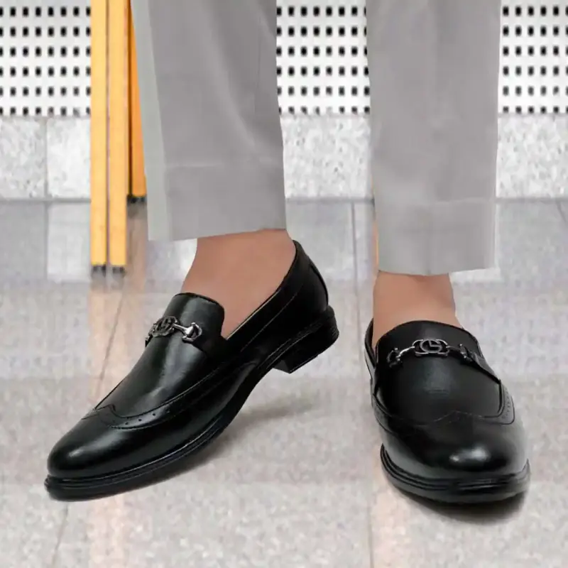 WUGO::Latest Trendy Men Formal Shoes|Black Moccasin Shoes|Office Shoes For Men's & Boys- Size 40 MOCCASIN09-BLK