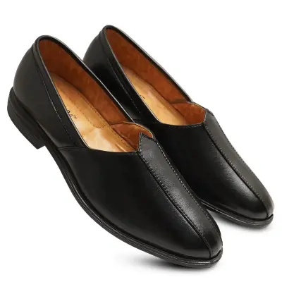 WUGO::Latest Stylish Men Nagra Shoes|Nagra Juttis/Rajsthani Juttis For Men's & Boys- Size 40 MOC-NAGRA-BLK
