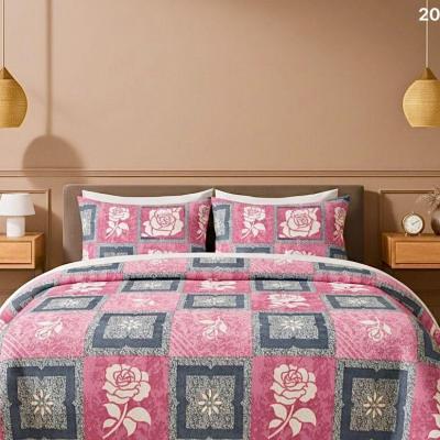 Hariyana Cotton Multi color Double Bed Sheet with 2 Pillow Covers - 202 pink