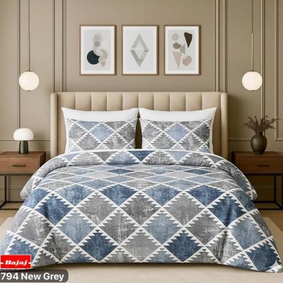 Hariyana Cotton Multi color Double Bed Sheet with 2 Pillow Covers - 794 new grey