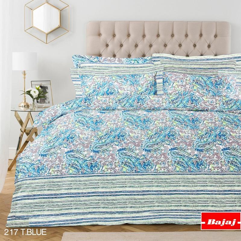 Hariyana Cotton Multi color Double Bed Sheet with 2 Pillow Covers -217 Blue
