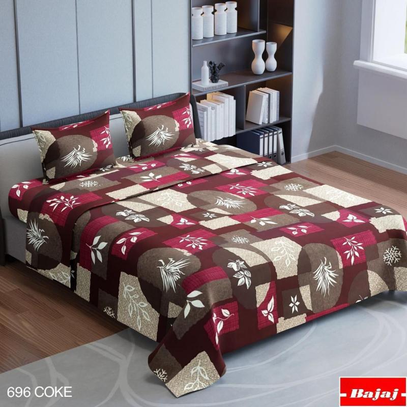 Hariyana Cotton Multi color Double Bed Sheet with 2 Pillow Covers -693 coke