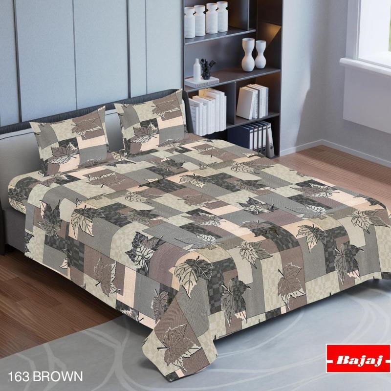 Hariyana Cotton Multi color Double Bed Sheet with 2 Pillow Covers -163 Brown